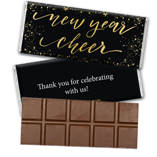 Personalized New Years Cheer Belgian Chocolate Bar & Wrapper