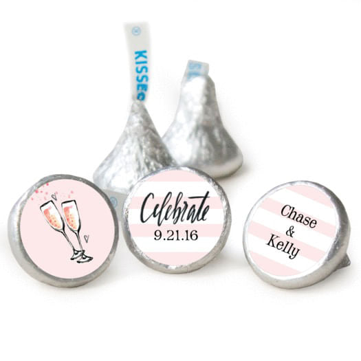 The Bubbly Rehearsal Dinner Stickers - Custom Kisses Candy Assembled Kisses