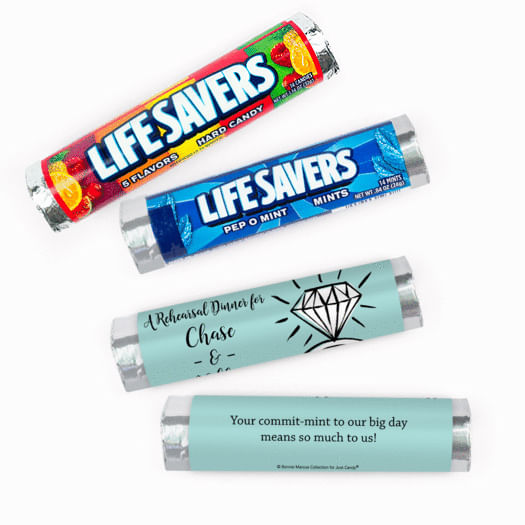 Personalized Bonnie Marcus Rehearsal Dinner Last Fling Lifesavers Rolls (20 Rolls)