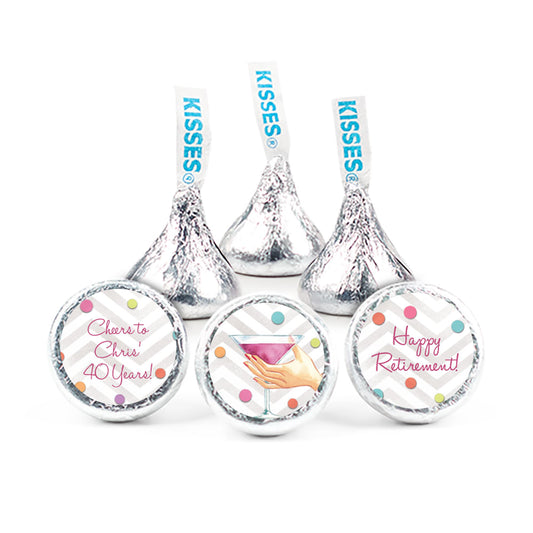 Here's to Your Retirement Stickers Personalized Kisses Candy Assembled Kisses