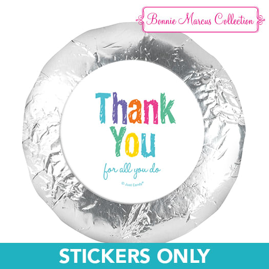 1.25" Stickers Colorful Thank You (48 Stickers)