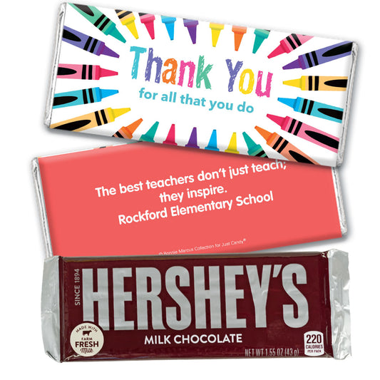 Personalized Teacher Appreciation Colorful Thank You Hershey's Milk Chocolate Bar & Wrapper