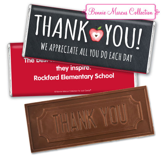 Personalized Teacher Appreciation Apple Embossed Chocolate Bar & Wrapper