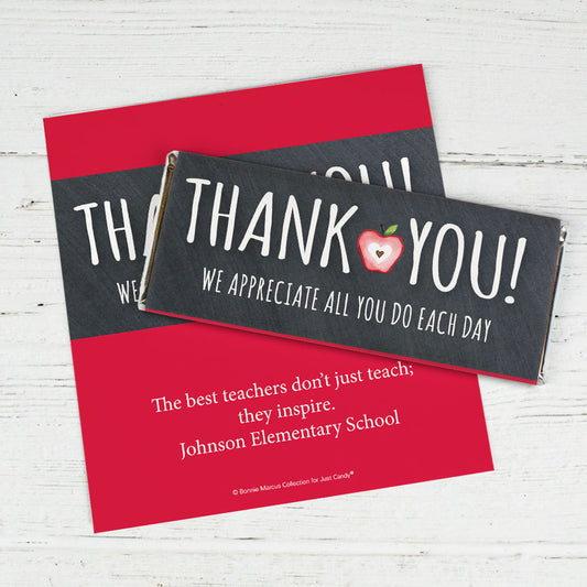 Personalized Teacher Appreciation Apple Chocolate Bar Wrappers