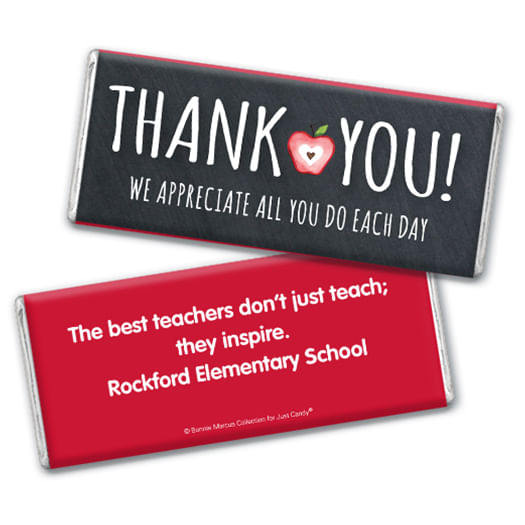 Personalized Teacher Appreciation Apple Chocolate Bar Wrappers