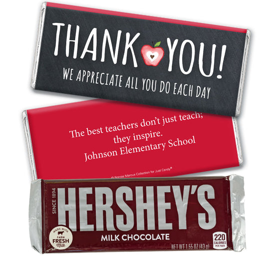 Personalized Teacher Appreciation Apple Hershey's Milk Chocolate Bar & Wrapper