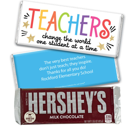 Personalized Teacher Appreciation Gold Star Hershey's Milk Chocolate Bar & Wrapper