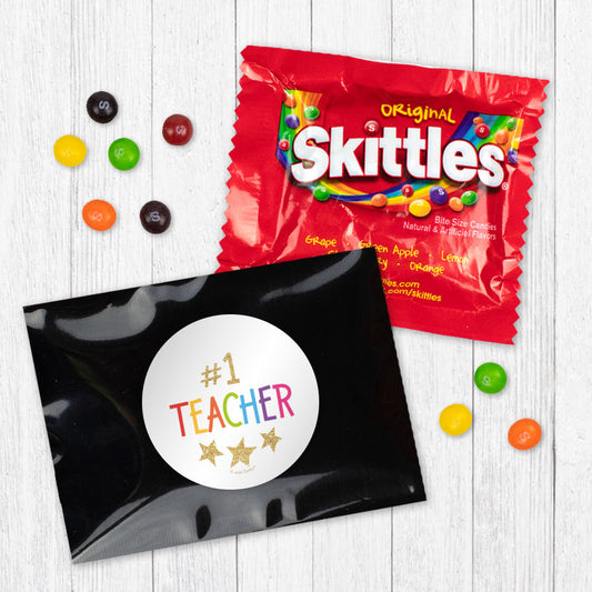 Teacher Appreciaiton Gold Stars Skittles Favor Bag