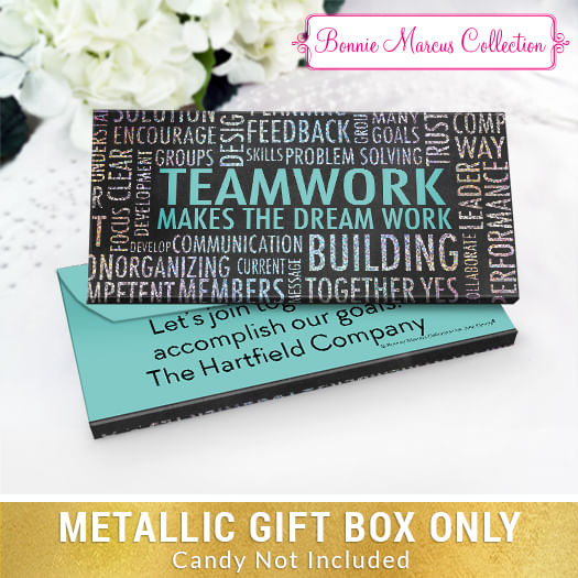 Deluxe Personalized Teamwork Word Cloud Candy Bar Favor Box