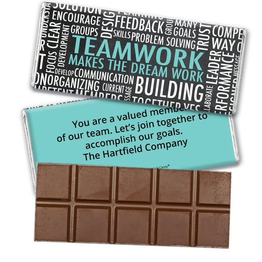 Personalized Bonnie Marcus Collection Teamwork Word Cloud Belgian Chocolate Bar