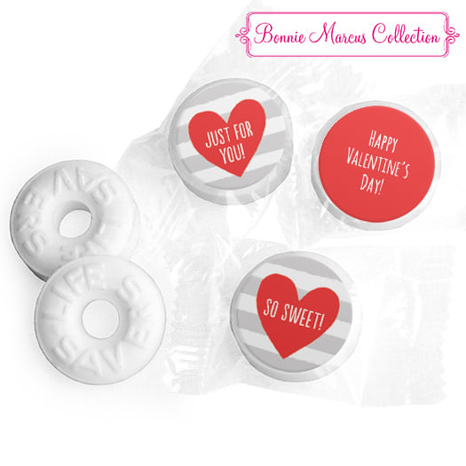 Personalized Valentine's Day Heart and Stripes LIFE SAVERS Mints