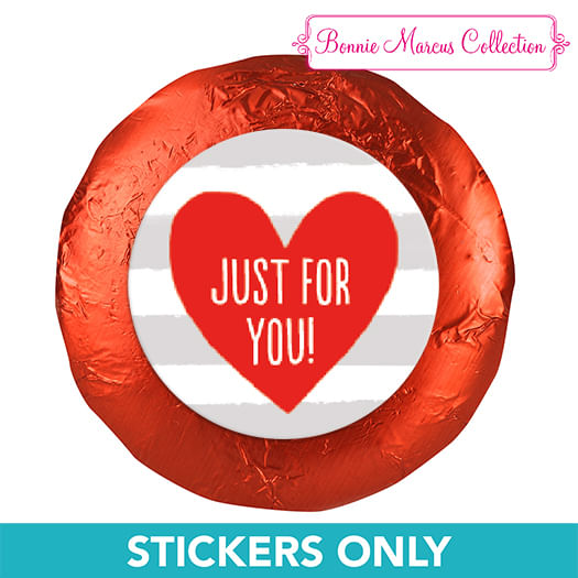 Valentine's Day Stripes 1.25" Stickers (48 Stickers)