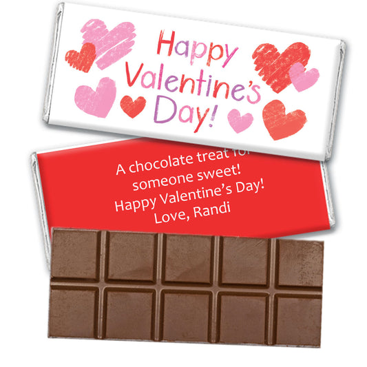 Bonnie Marcus Personalized Valentine's Day Red and Pink Hearts Belgian Chocolate Bar & Wrapper