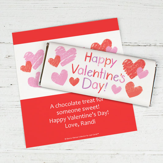 Bonnie Marcus Personalized Valentine's Day Red and Pink Hearts Chocolate Bar Wrapper