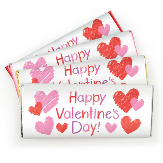 Bonnie Marcus Personalized Valentine's Day Red and Pink Hearts Hershey's Hershey's Milk Chocolate Bar & Wrapper