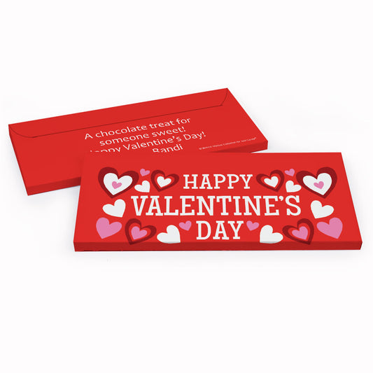 Deluxe Personalized Valentine's Day Hearts Candy Bar Favor Box