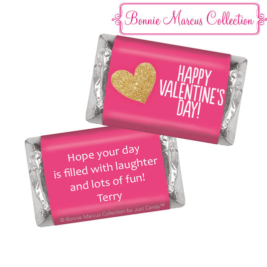 Bonnie Marcus Personalized Valentine's Day Glitter Heart Hershey's Miniatures