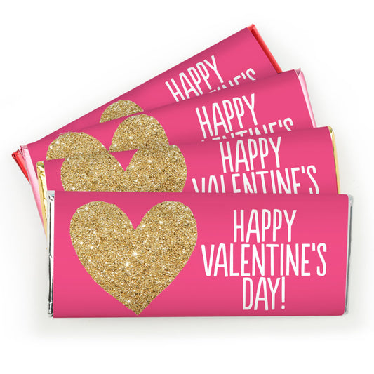 Bonnie Marcus Personalized Valentine's Day Glitter Heart Hershey's Hershey's Milk Chocolate Bar & Wrapper