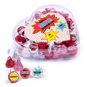 Personalized Valentine's Day Superhero Clear Heart Box 13oz