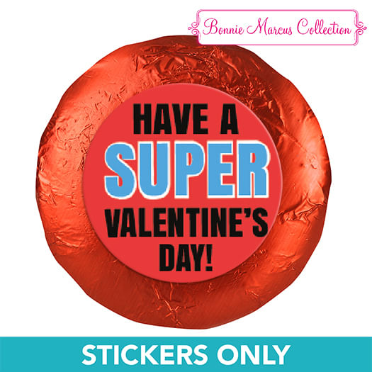 Valentine's Day Superhero 1.25" Stickers (48 Stickers)