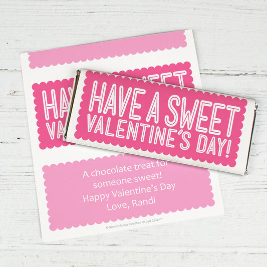 Bonnie Marcus Personalized Valentine's Day Pink Sweet Treat Chocolate Bar Wrapper