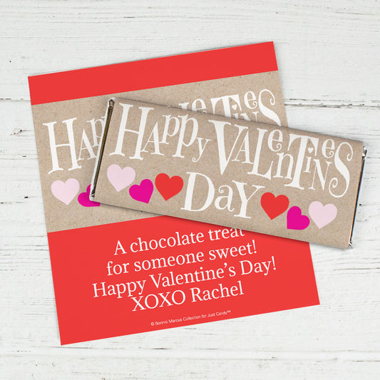 Bonnie Marcus Personalized Valentine's Day Cute Hearts Chocolate Bar Wrapper