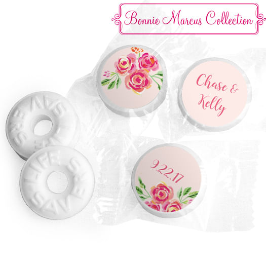 Bonnie Marcus Collection Personalized Pink Flowers Wedding Life Savers Mints