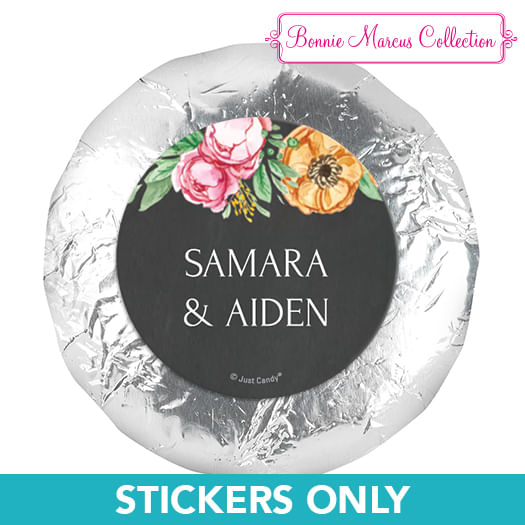 Personalized Wedding Flowers in Chalk 1.25" Stickers (48 Stickers)