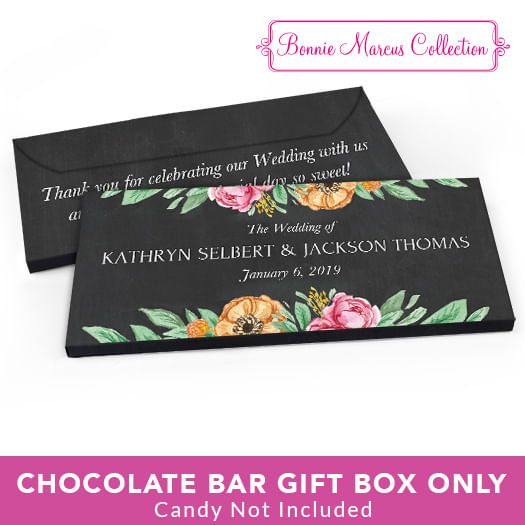 Deluxe Personalized Wedding Flowers Candy Bar Favor Box