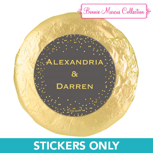 Personalized Wedding Divine Gold 1.25" Stickers (48 Stickers)