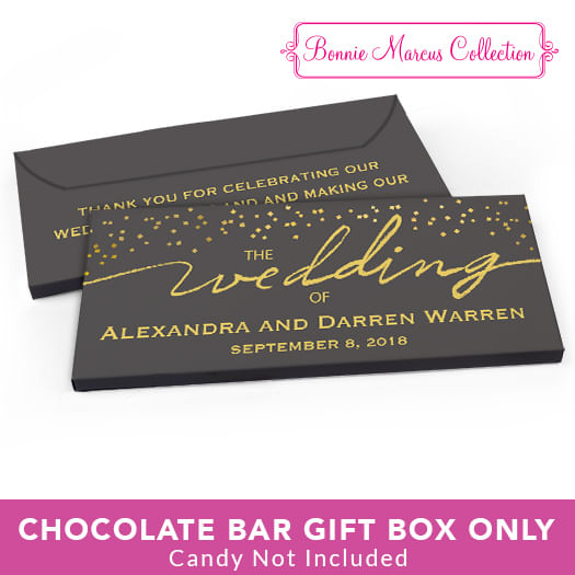 Deluxe Personalized Wedding Divine Gold Candy Bar Favor Box