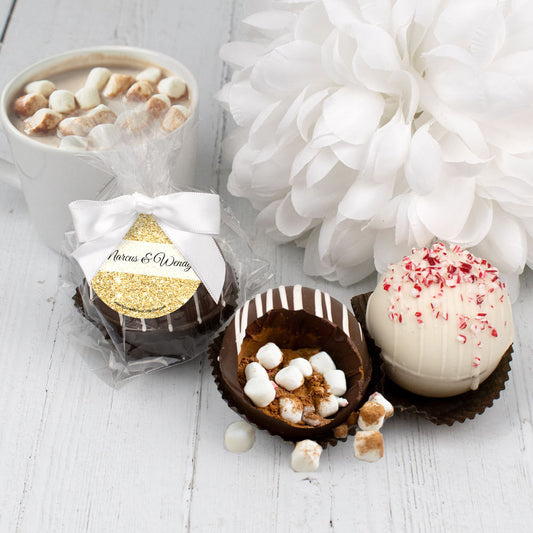 Personalized Wedding Hot Chocolate Bomb - Gold Glitter