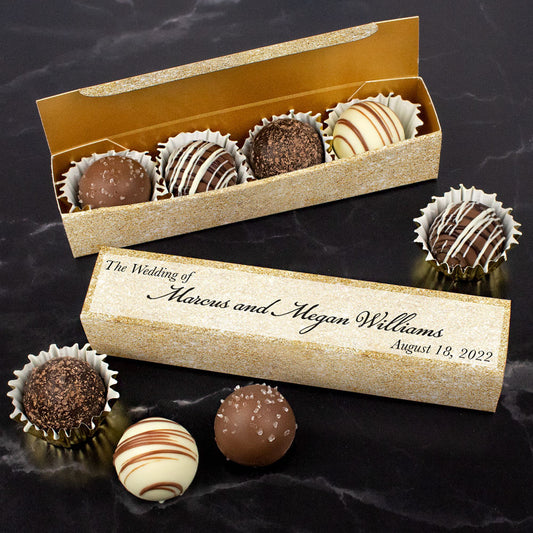 Personalized Truffle Box Wedding Favors Sand - 4 pcs