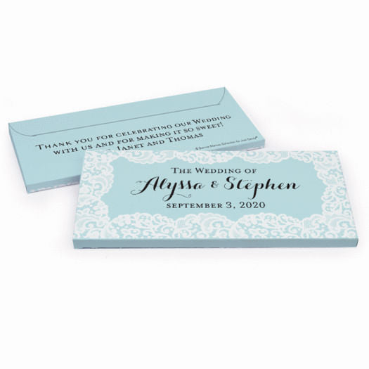 Deluxe Personalized Wedding Lace & Linen Candy Bar Favor Box