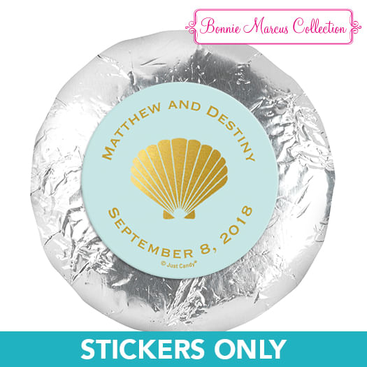 Personalized Wedding Siren's Shell 1.25" Stickers (48 Stickers)