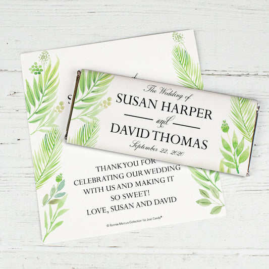 Personalized Bonnie Marcus Wedding Wild Plants Chocolate Bar Wrappers