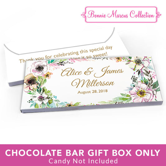 Deluxe Personalized Wedding Painted Flowers Candy Bar Favor Box