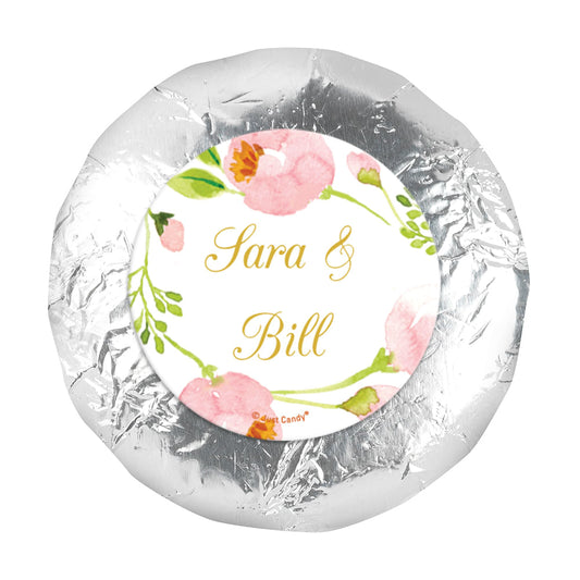 Personalized Wedding Botanical Wreath 1.25" Stickers (48 Stickers)