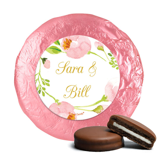 Personalized Wedding Botanical Wreath Chocolate Covered Oreos