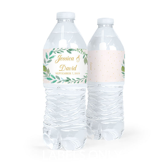 Personalized Wedding Forever Foliage Water Bottle Labels (5 Labels)