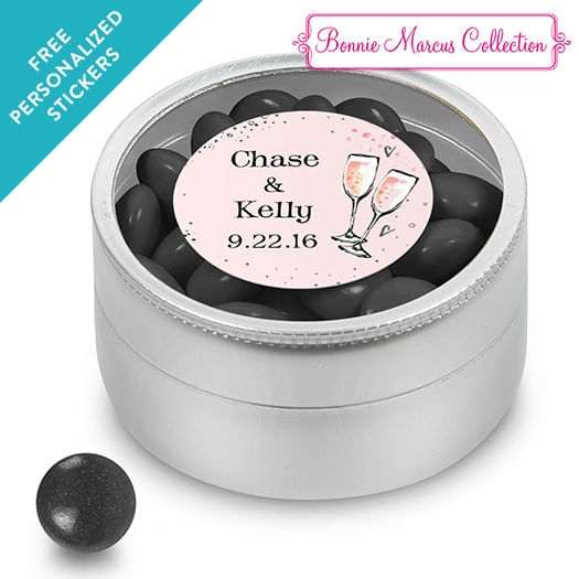 Bonnie Marcus Collection Personalized Small Round Tin The Bubbly Custom Wedding Favor (25 Pack)