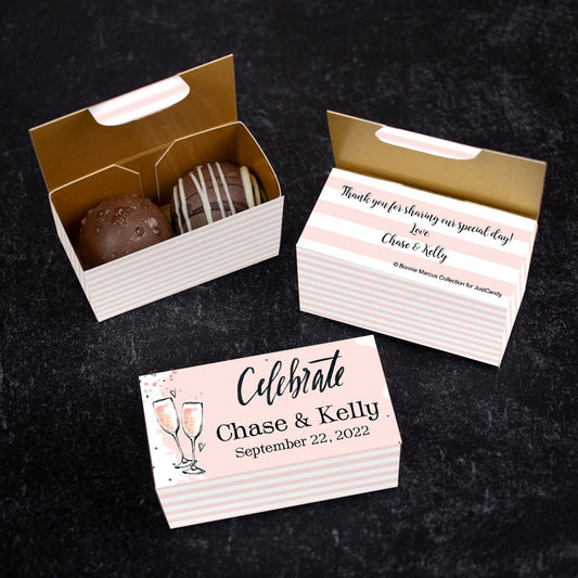 Personalized Truffle Wedding Favors Pink Lines - 2 pcs