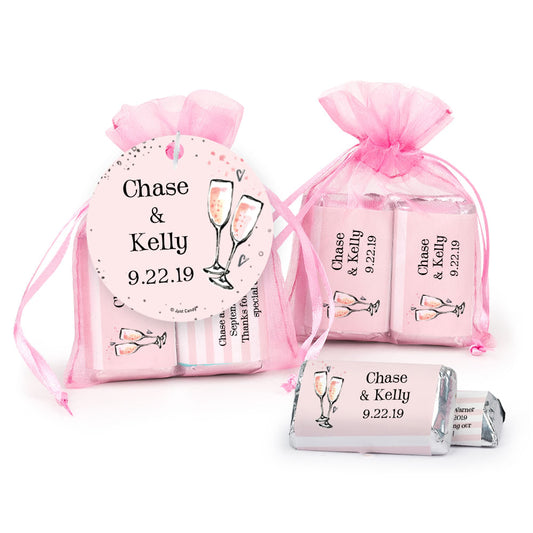 Personalized Wedding The Bubbly Hershey's Miniatures in Organza Bags with Gift Tag