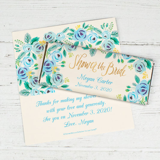 Bonnie Marcus Collection Personalized Chocolate Bar Wrappers Bridal Shower Here's Something Blue Personalized