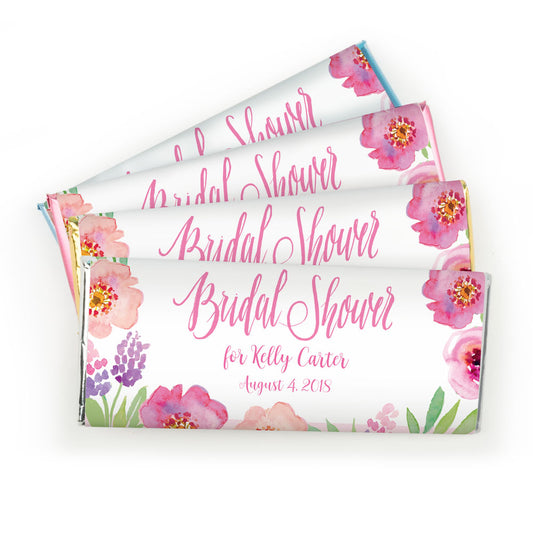 Bonnie Marcus Collection Personalized Chocolate Bar Wrappers Bridal Shower Floral Embrace Personalized