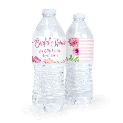 Personalized Bridal Shower Floral Embrace Water Bottle Sticker Labels (5 Labels)