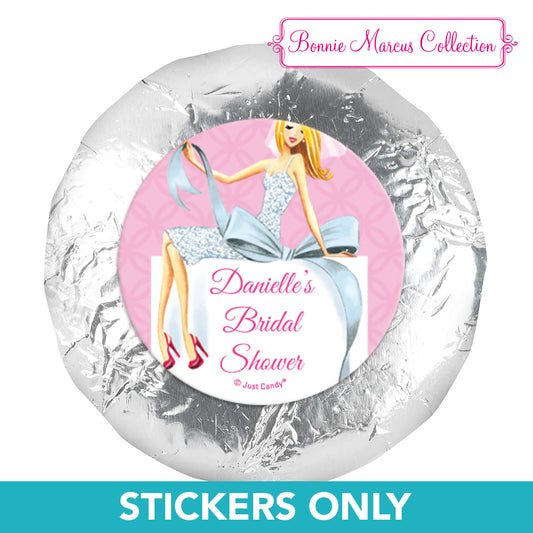 Personalized Wedding Beautiful Bride with Bow Blonde 1.25" Stickers (48 Stickers)