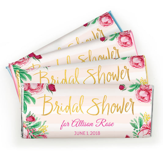 Personalized Bonnie Marcus Bridal Shower Fabulous Floral Chocolate Bar & Wrapper