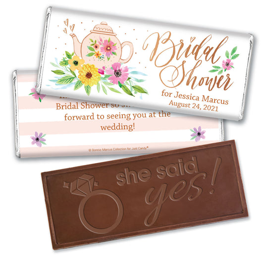 Personalized Bonnie Marcus Birdal Shower Garden Tea Party Embossed Chocolate Bar & Wrapper