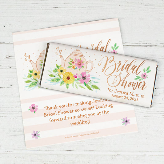 Personalized Bonnie Marcus Bridal Shower Garden Tea Party Chocolate Bar Wrappers